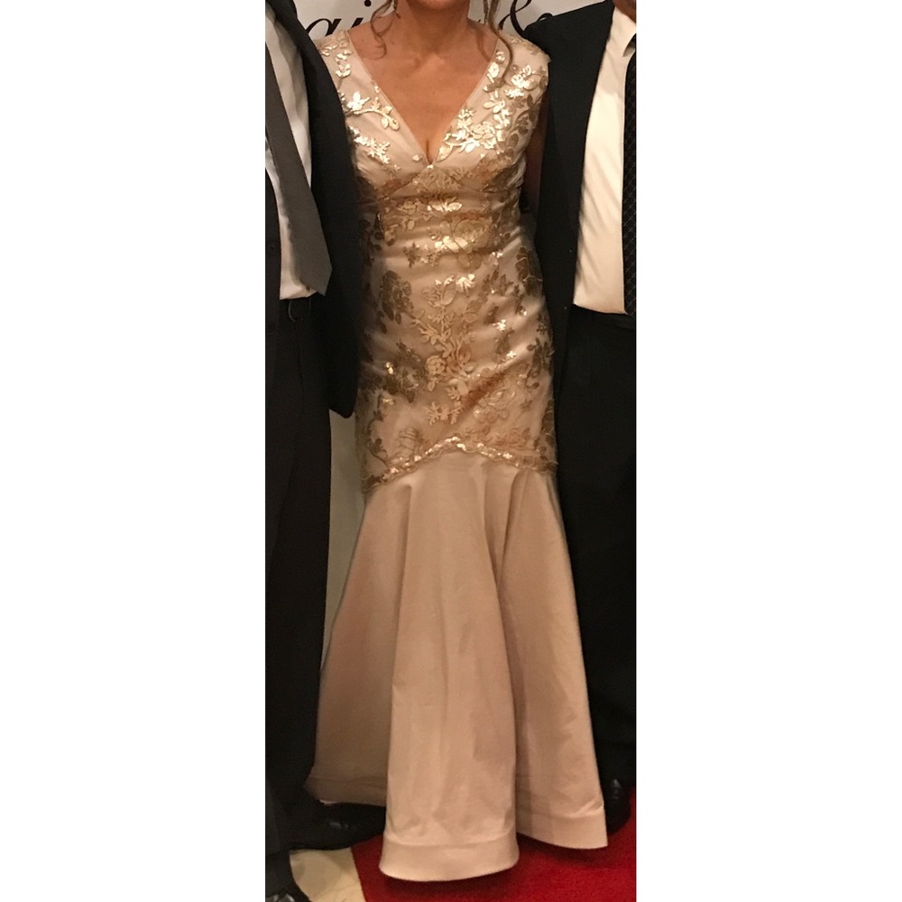 Marina Gold Laced Long Dress